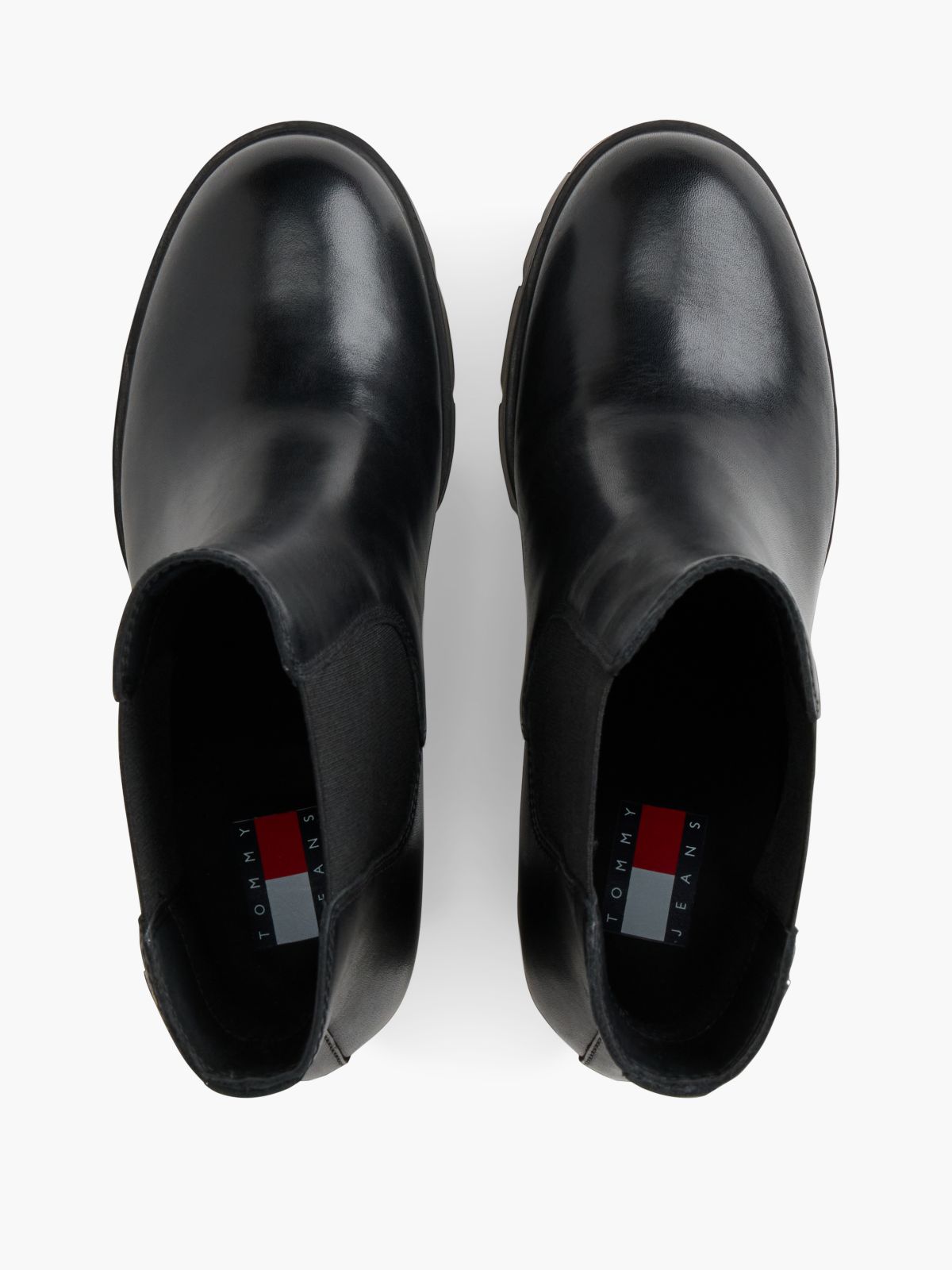 Leather High Block Heel Chelsea Boots — Black