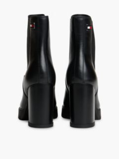 Leather High Block Heel Chelsea Boots — Black 4