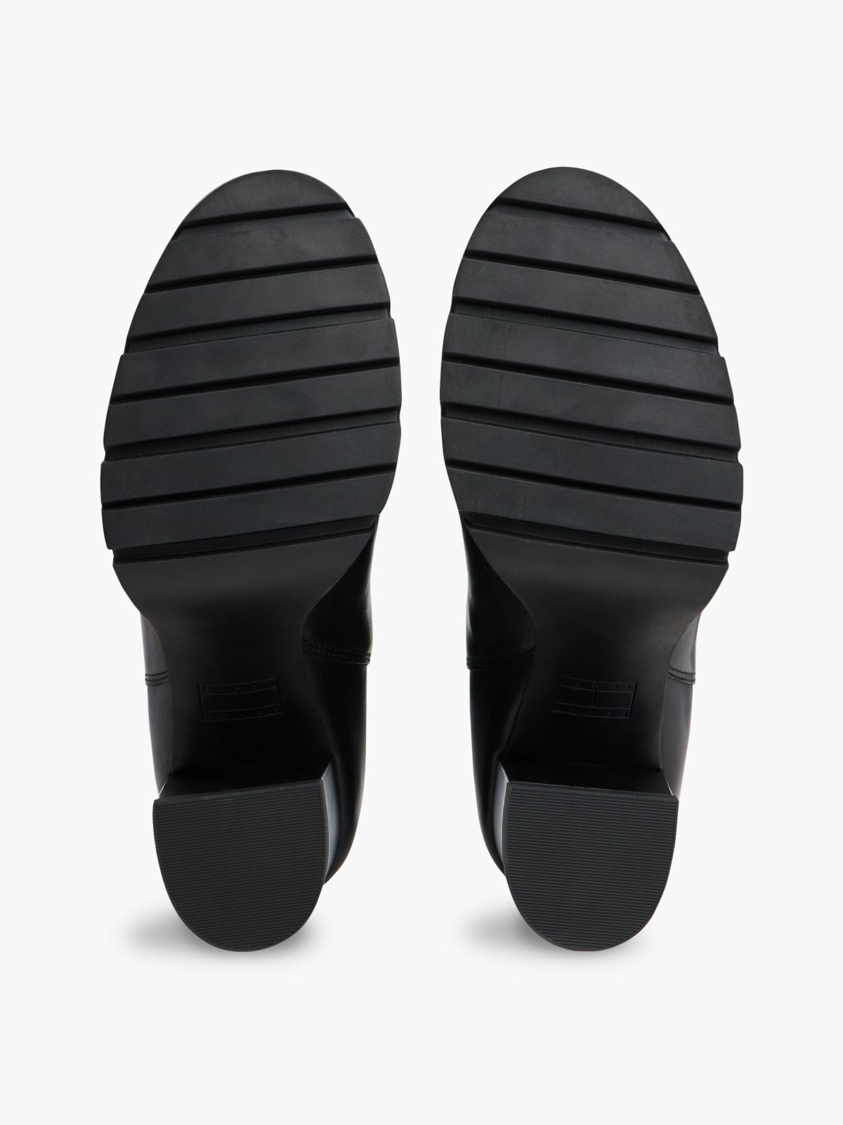 Leather High Block Heel Chelsea Boots — Black
