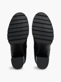 Leather High Block Heel Chelsea Boots — Black 5