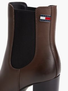 Leather High Block Heel Chelsea Boots — Brown 6