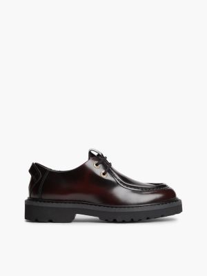 brown archive leather cleat derby shoes for women tommy jeans