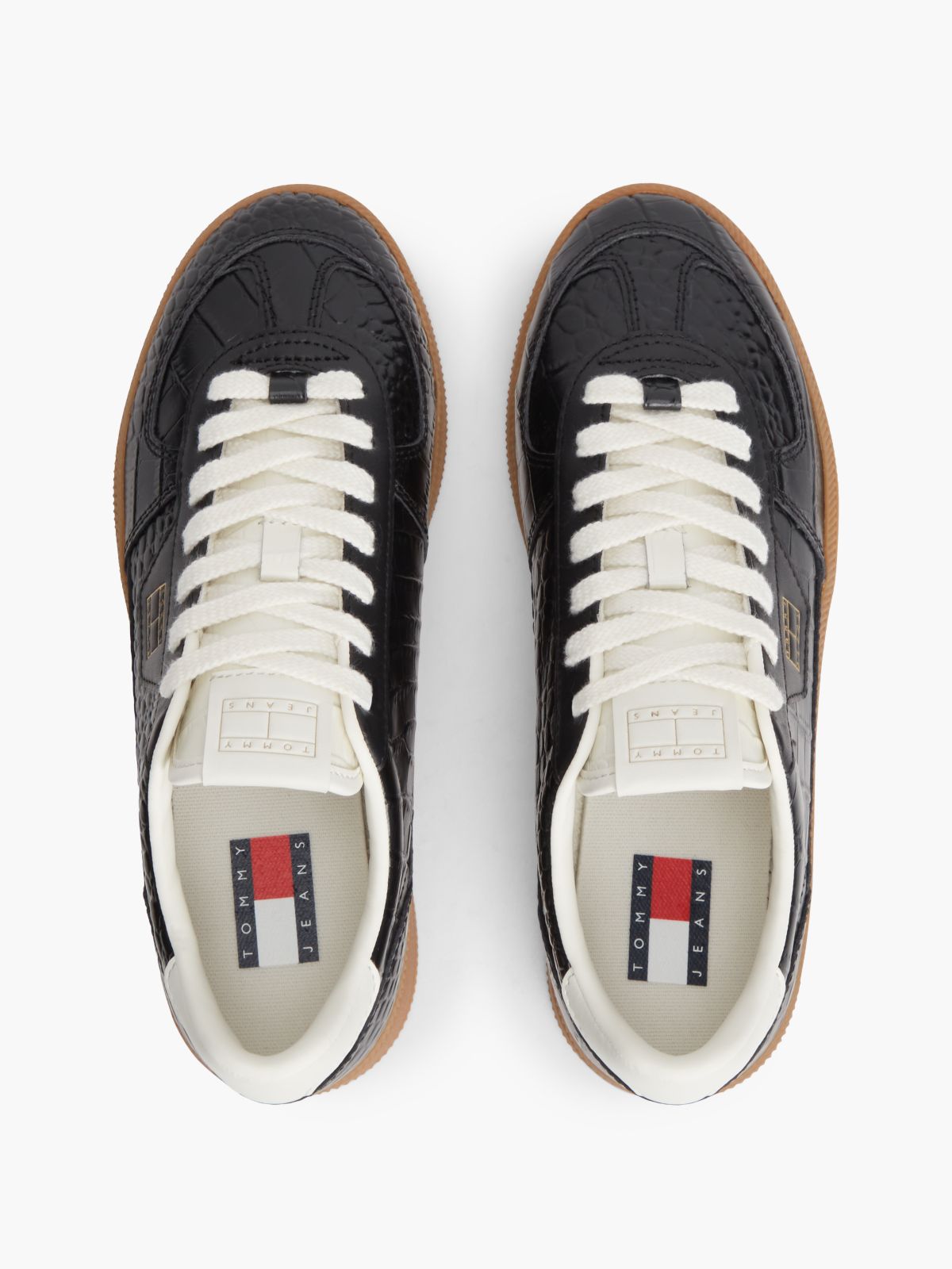 The Greenwich Croco-Print Leather Trainers — Black