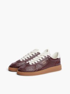 The Greenwich Croco-Print Leather Trainers — Brown 2