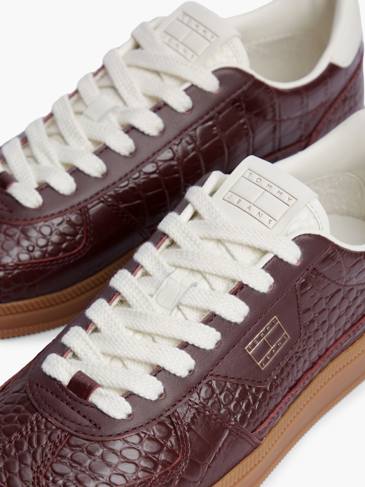 The Greenwich Croco-Print Leather Trainers — Brown