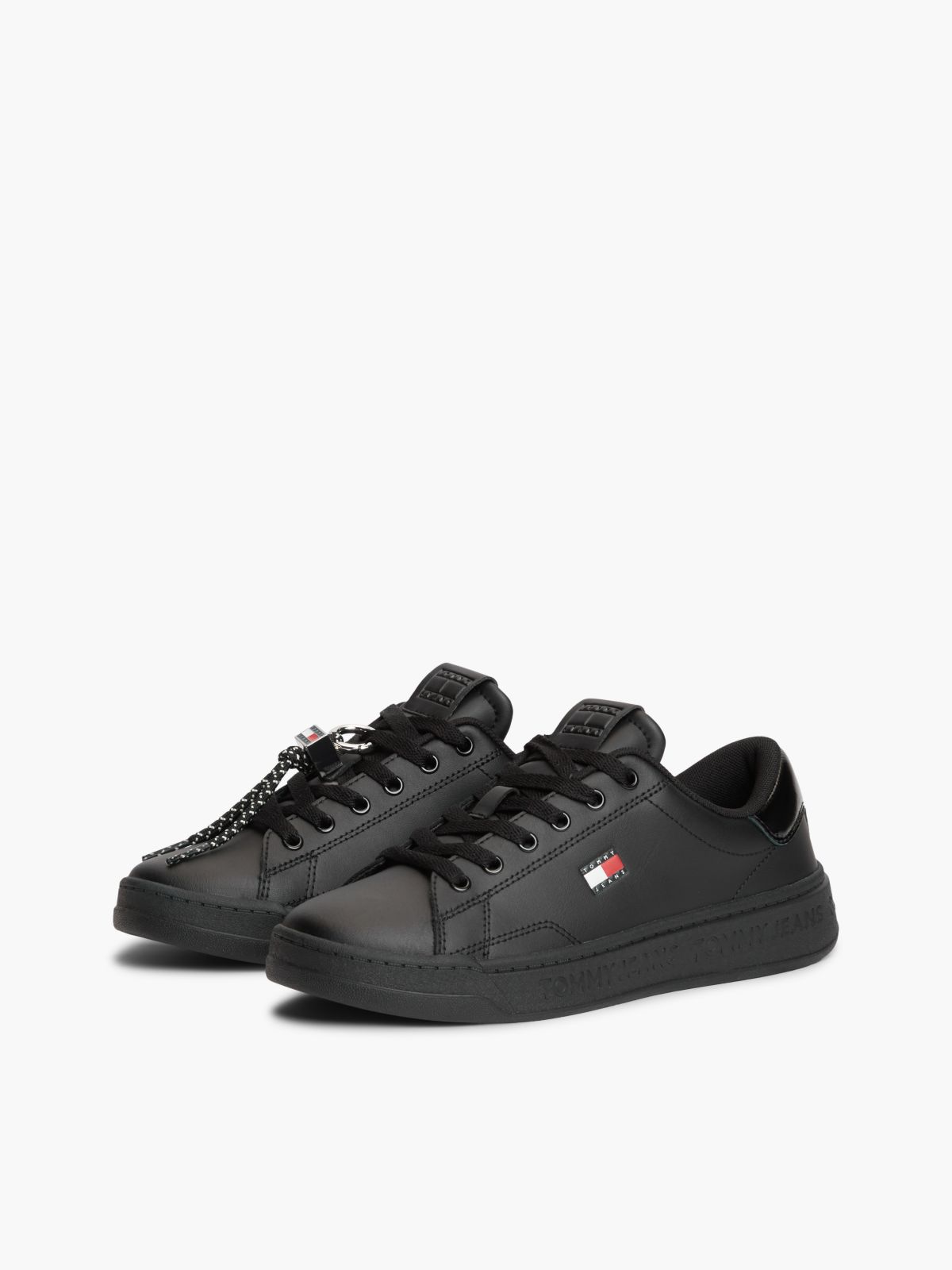 Logo Charm Trainers With Leather — Black