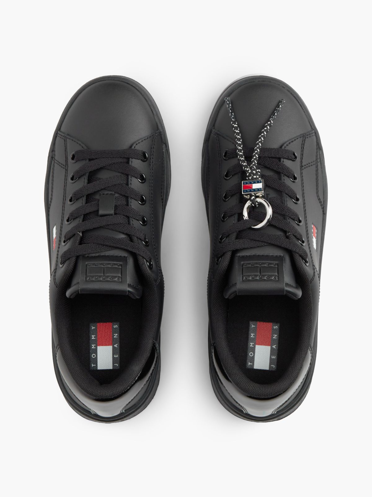 Logo Charm Trainers With Leather — Black