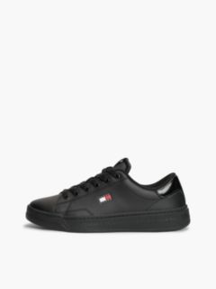 Logo Charm Trainers With Leather — Black 7