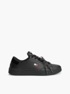 Logo Charm Trainers With Leather — Black 1