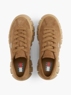 Suede Logo Platform Trainers — Brown 3