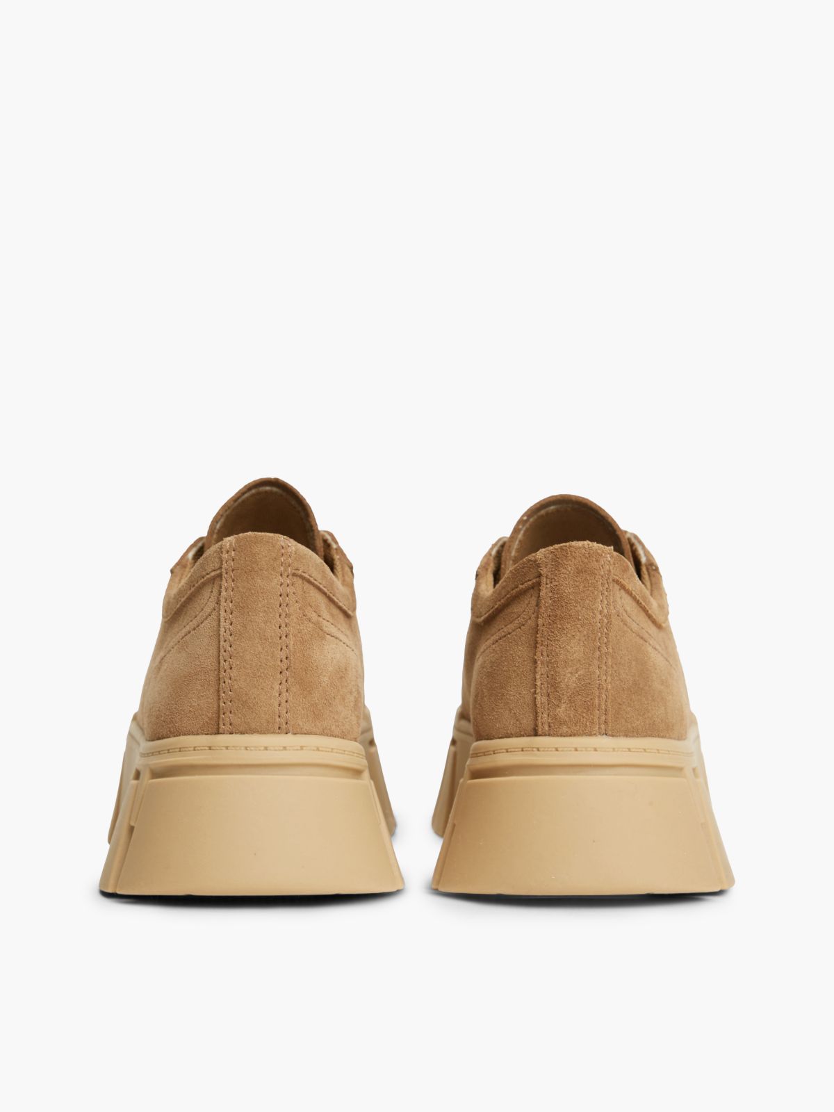 Suede Logo Platform Trainers — Brown