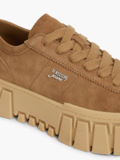 Suede Logo Platform Trainers — Brown 6