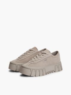 Suede Logo Platform Trainers — Grey 2