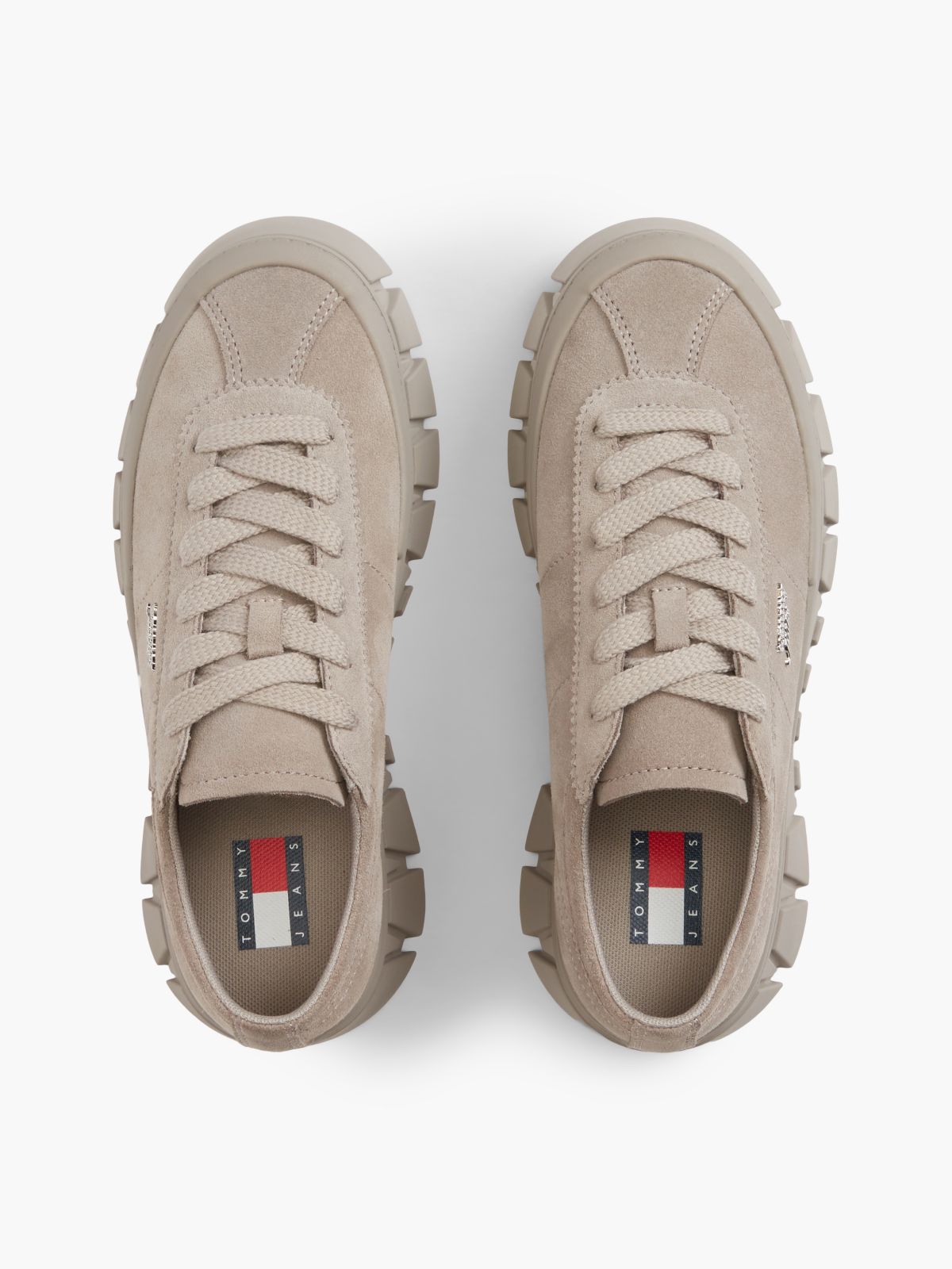 Suede Logo Platform Trainers — Grey