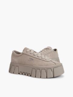 Suede Logo Platform Trainers — Grey 6