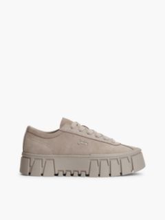 Suede Logo Platform Trainers — Grey 1