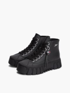 Logo Charm Platform Trainers With Leather — Black 2