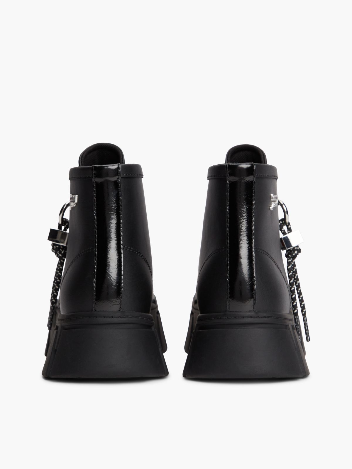 Logo Charm Platform Trainers With Leather — Black