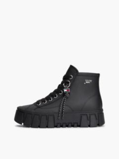 Logo Charm Platform Trainers With Leather — Black 7
