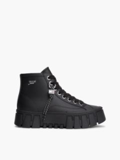 Logo Charm Platform Trainers With Leather — Black 1