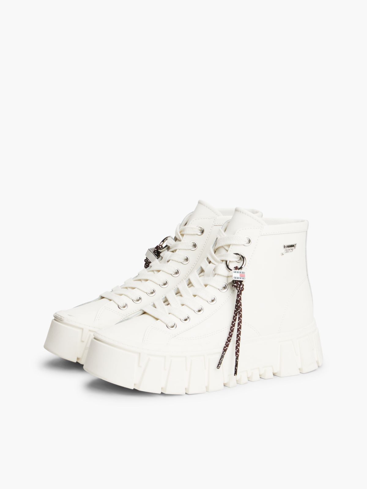 Logo Charm Platform Trainers With Leather — White