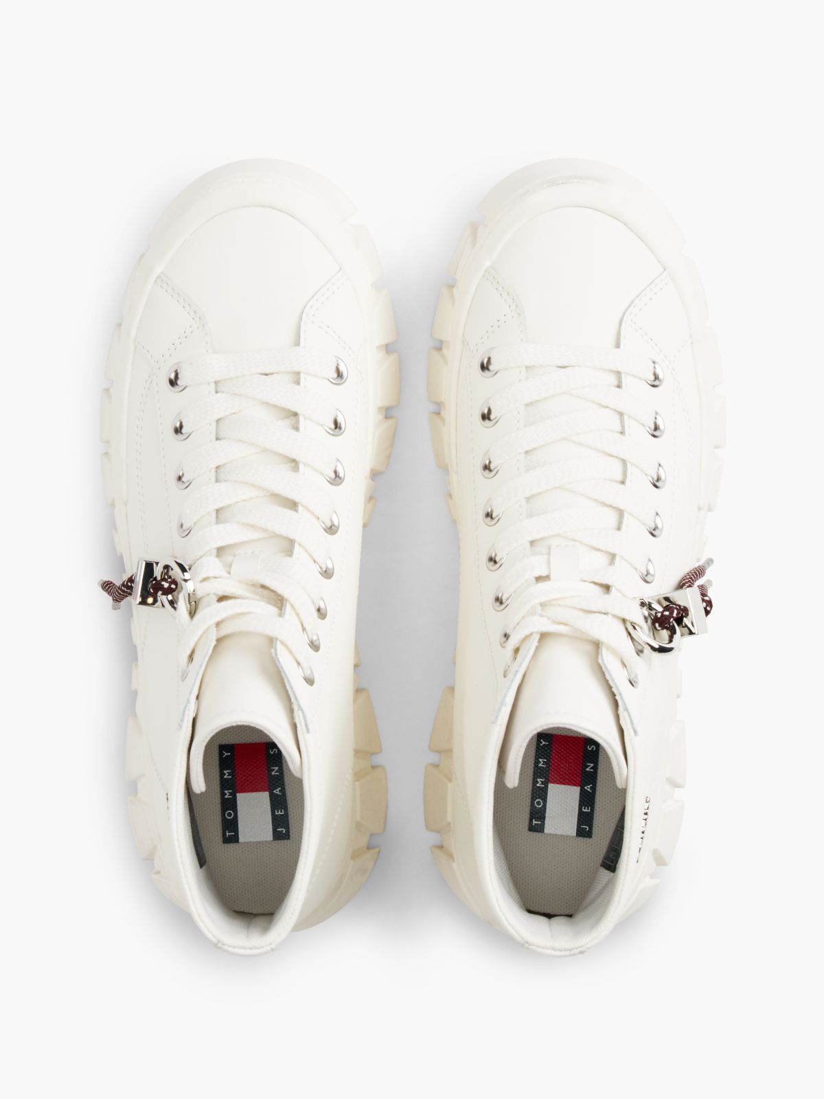 Logo Charm Platform Trainers With Leather — White