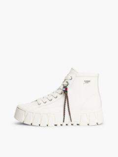 Logo Charm Platform Trainers With Leather — White 7