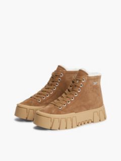Suede Warm Lined Platform Trainers — Brown 2