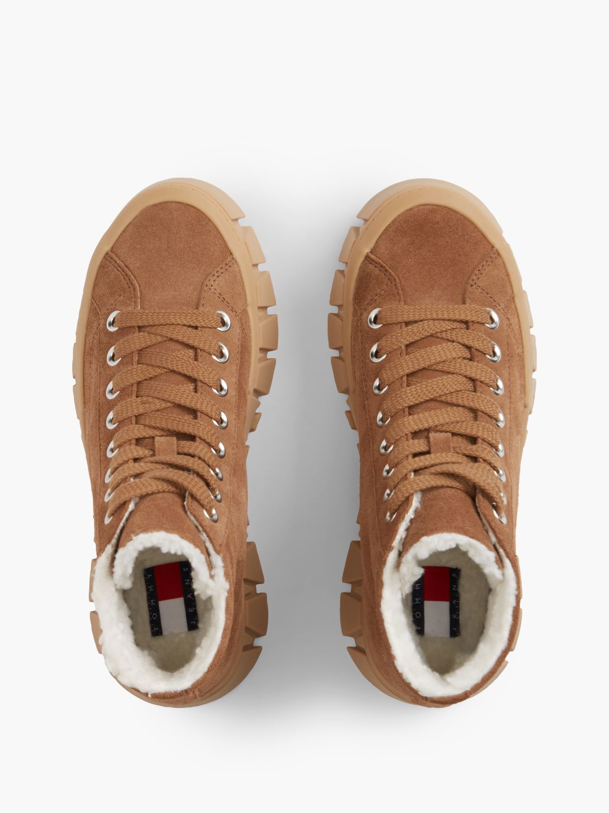 Suede Warm Lined Platform Trainers — Brown