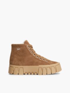 Suede Warm Lined Platform Trainers — Brown 1