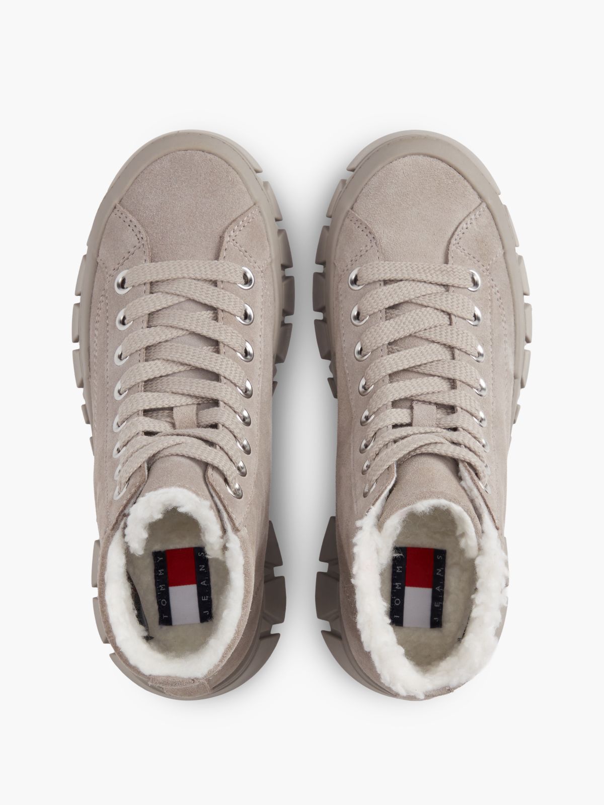 Suede Warm Lined Platform Trainers — Grey