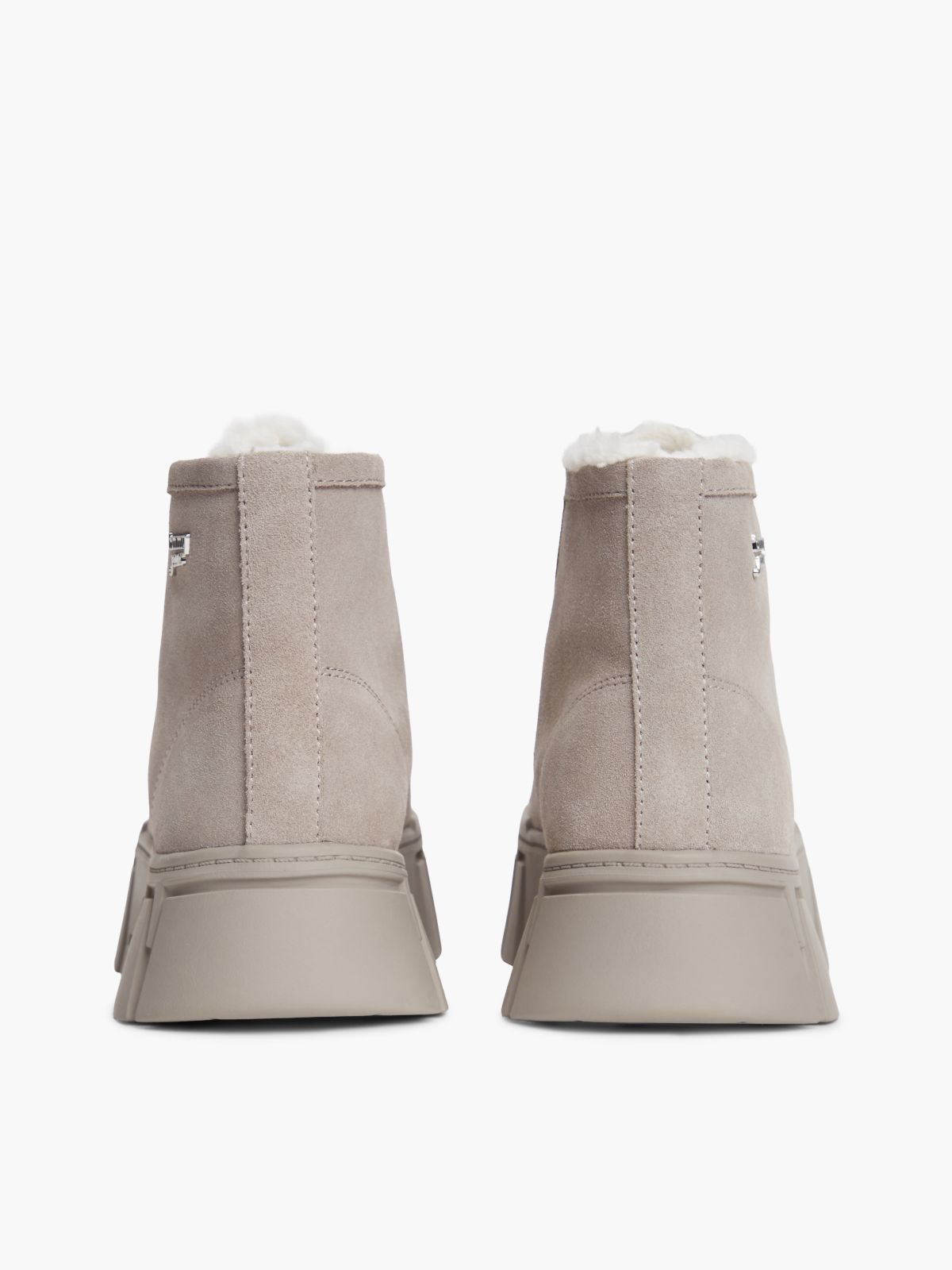 Suede Warm Lined Platform Trainers — Grey