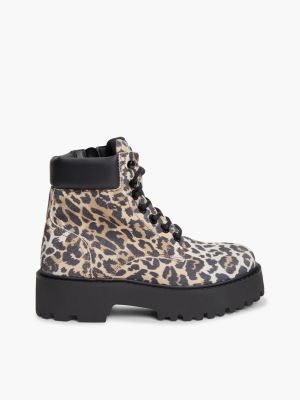 bottines archive compensées en daim léopard brown pour femmes tommy jeans