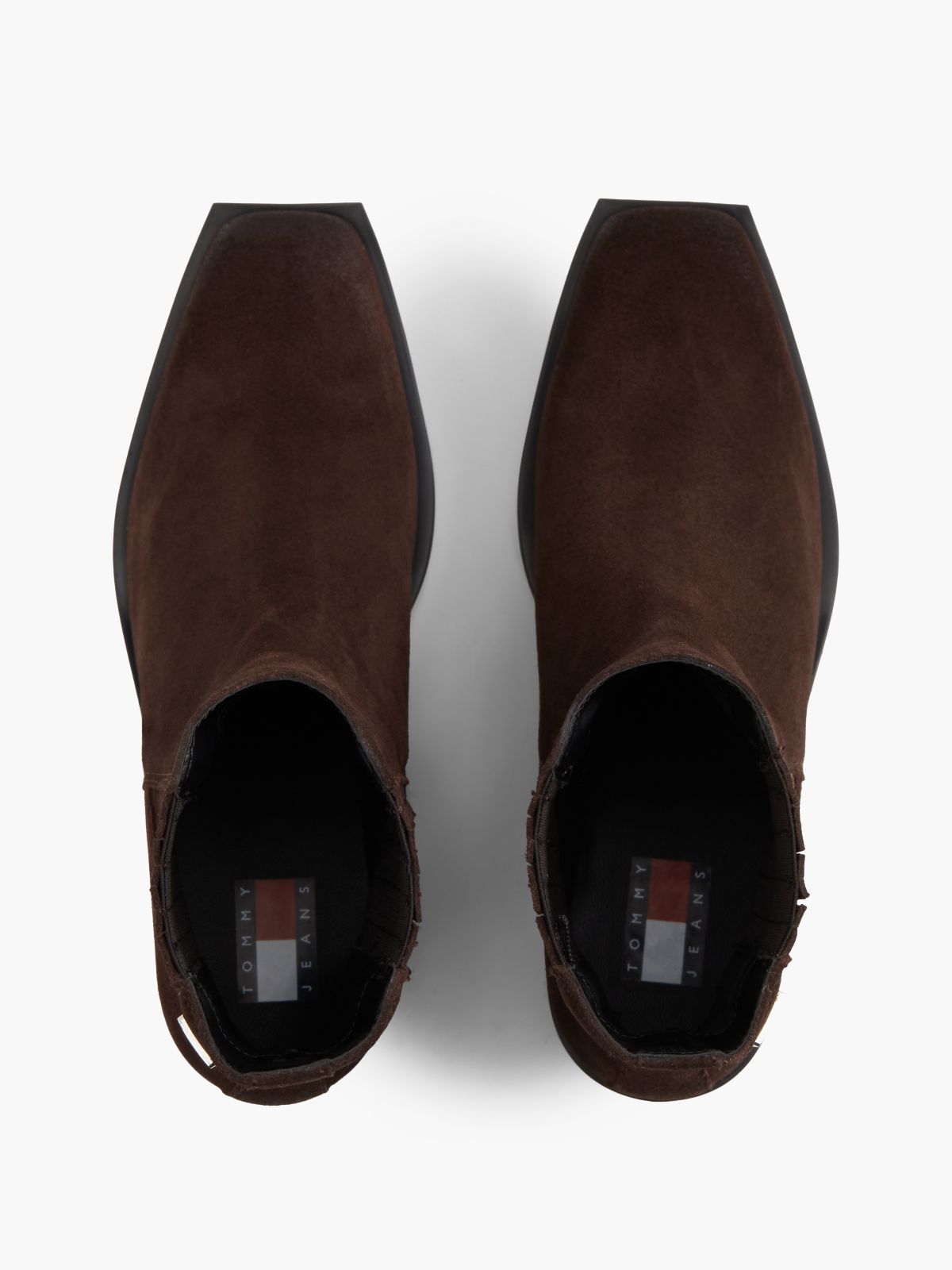 Suede Tonal Plaque Western Boots — Brown