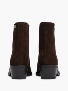 Suede Tonal Plaque Western Boots — Brown 4
