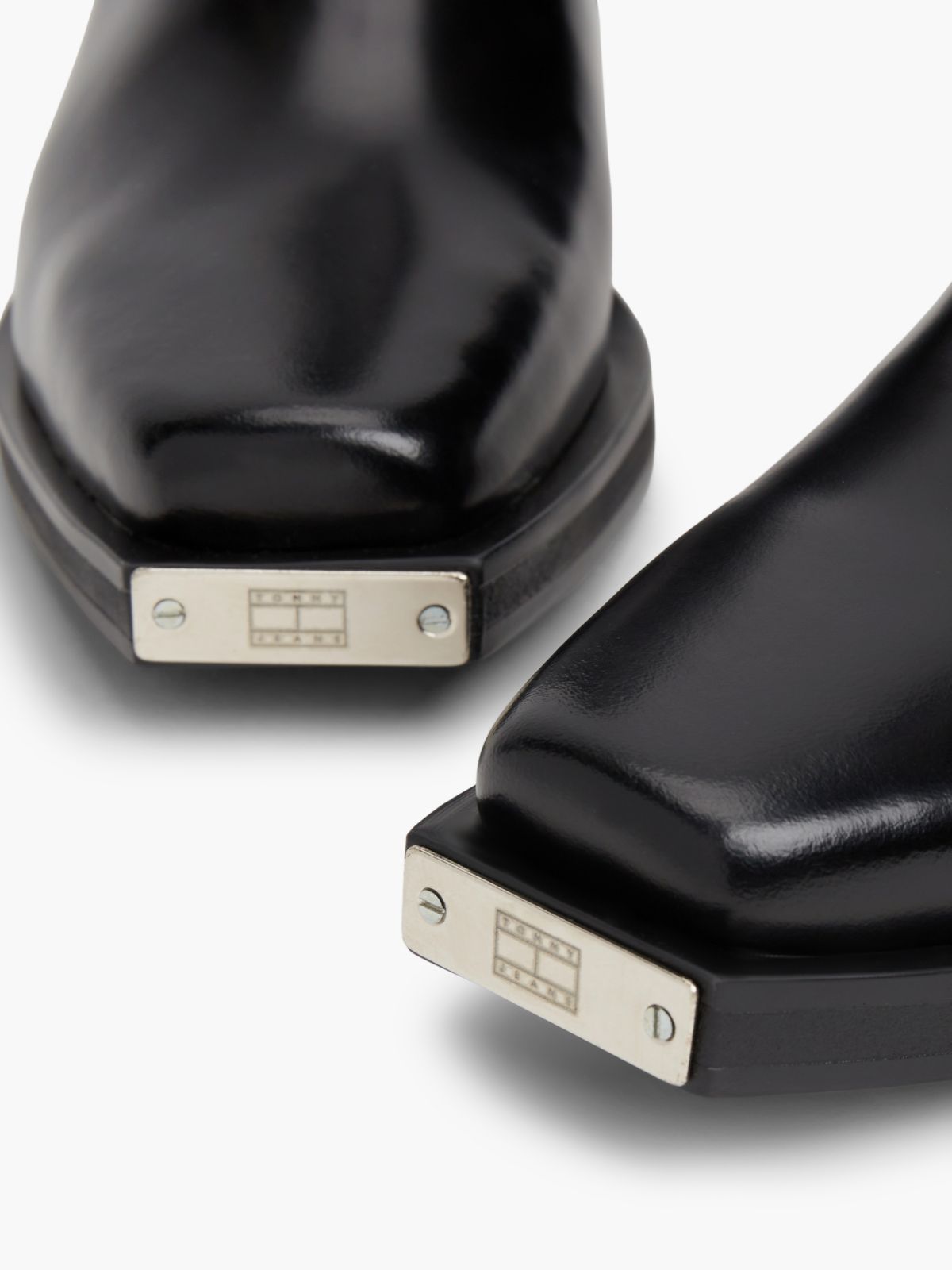 Leather Strap Buckle Western Boots — Black