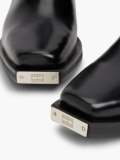 Leather Strap Buckle Western Boots — Black 6