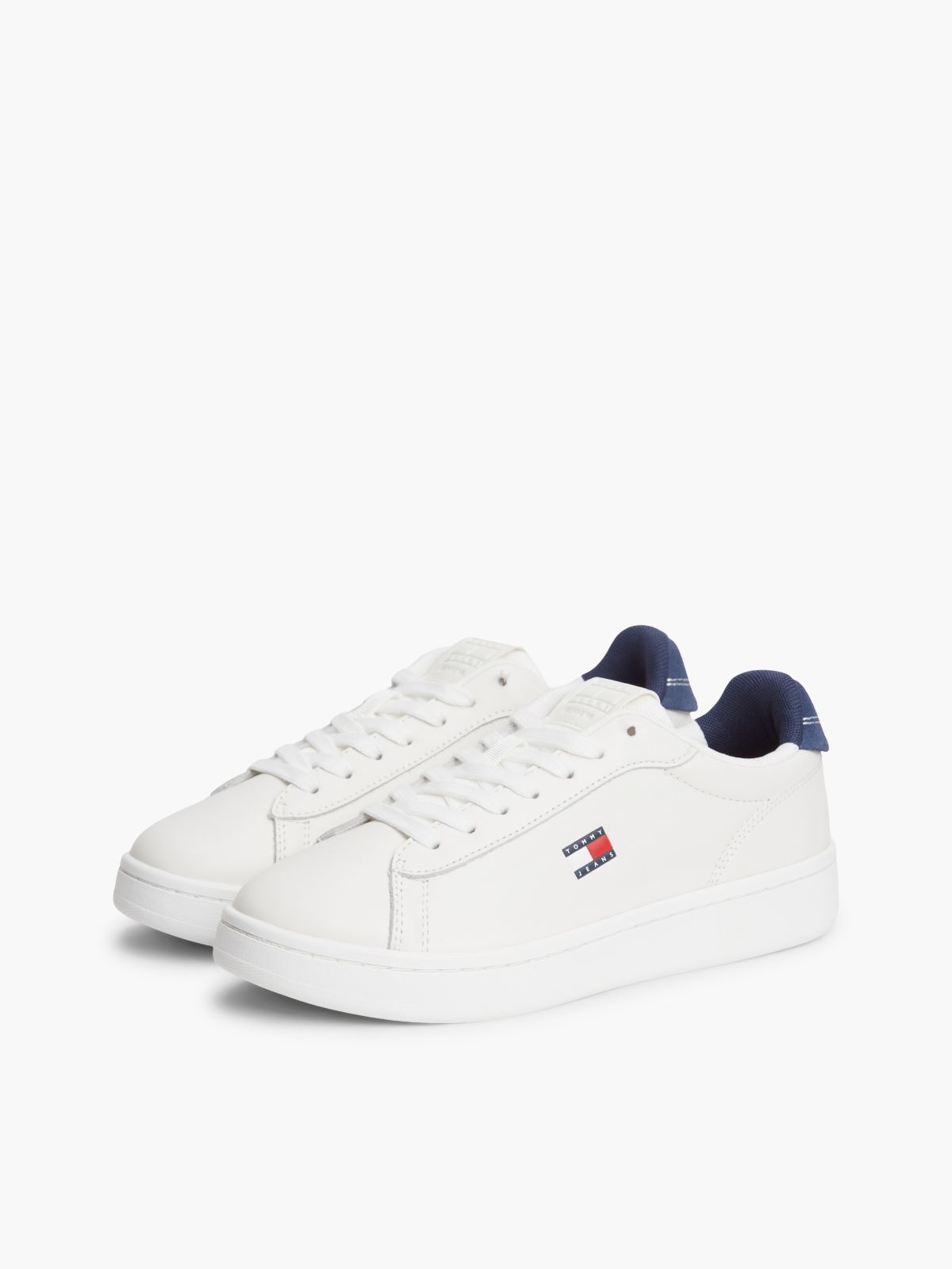 Contrast Heel Leather Archive Court Trainers — Multi