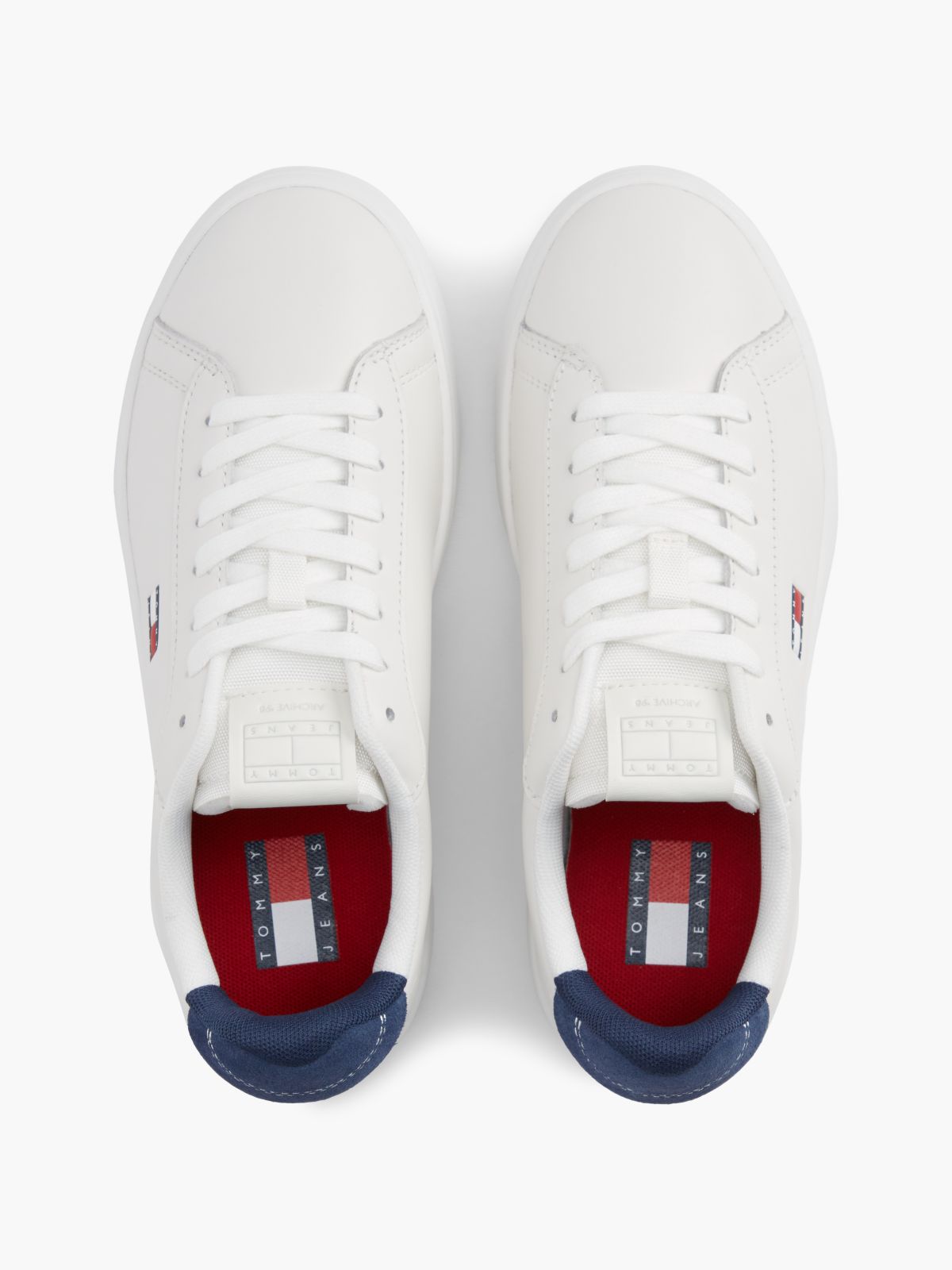 Contrast Heel Leather Archive Court Trainers — Multi