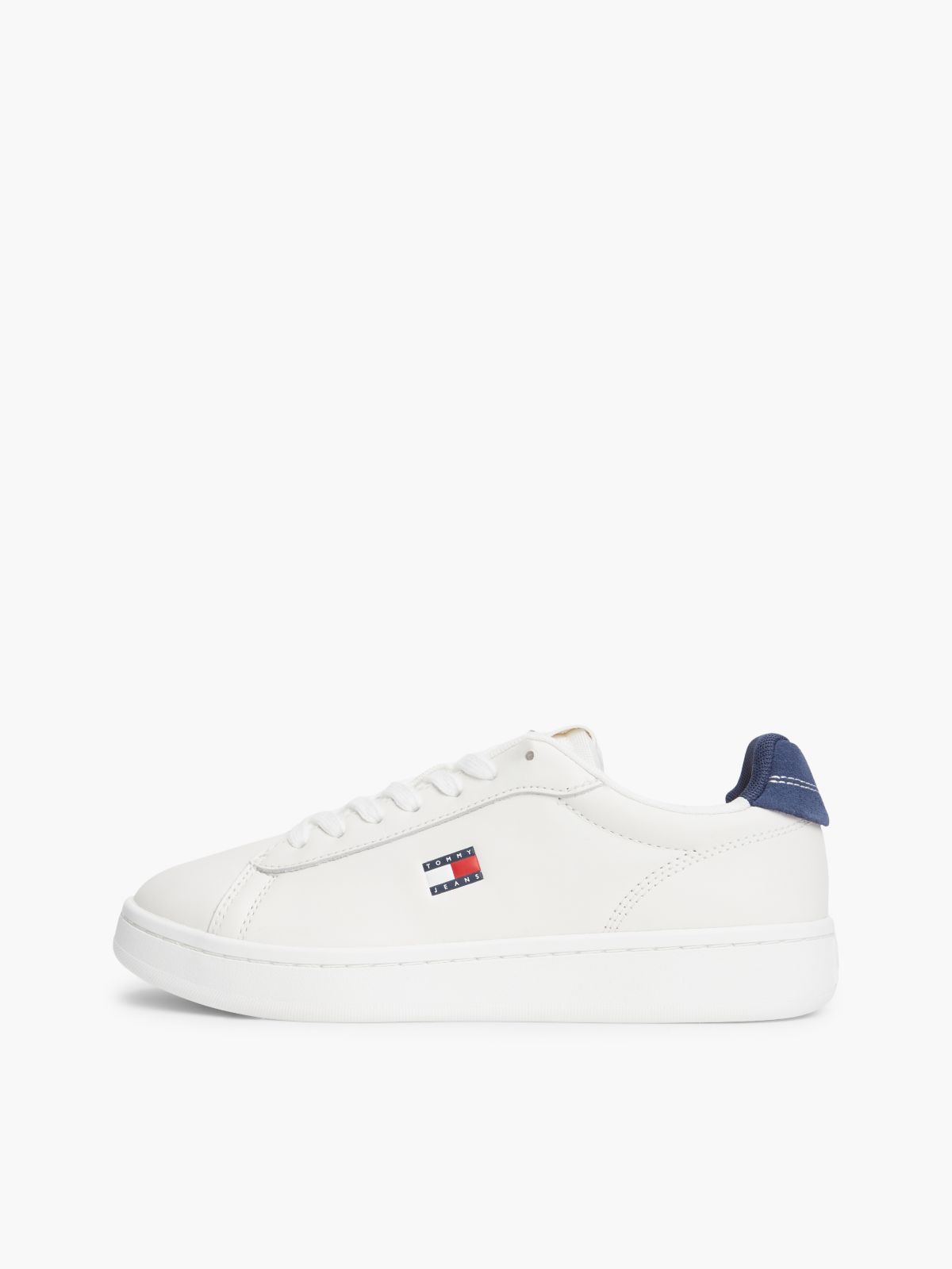 Contrast Heel Leather Archive Court Trainers — Multi