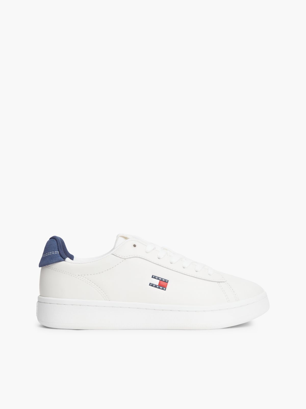Contrast Heel Leather Archive Court Trainers — Multi