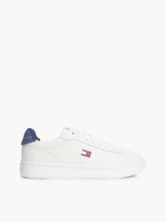 Contrast Heel Leather Archive Court Trainers — Multi 1
