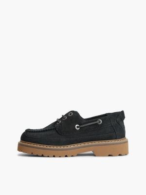 blue archive suede cleat boat shoes for women tommy jeans