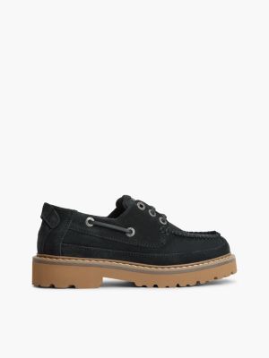blue archive suede cleat boat shoes for women tommy jeans