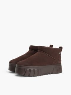 Suede Warm Lined Platform Ankle Boots — Brown 2