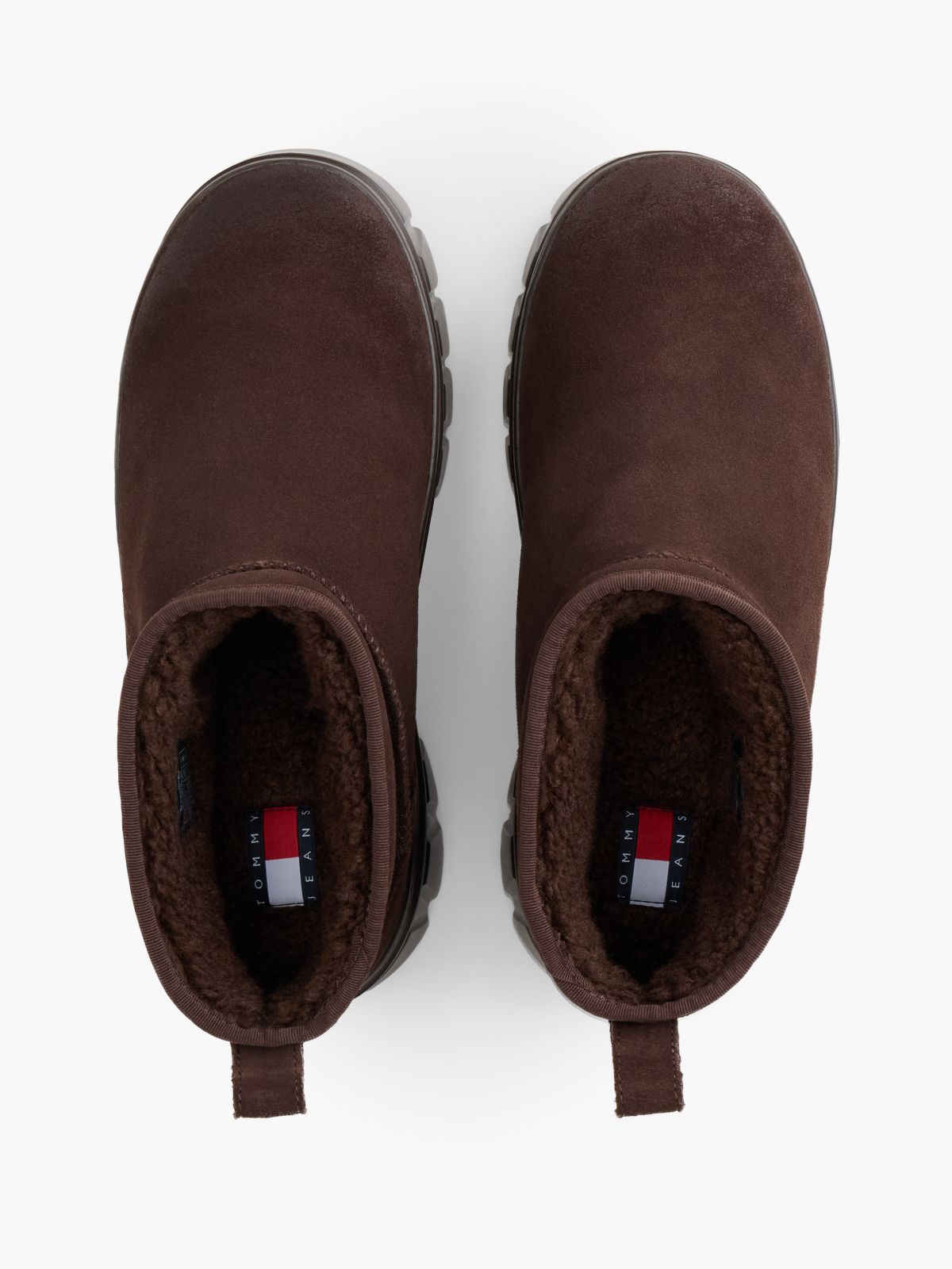 Suede Warm Lined Platform Ankle Boots — Brown