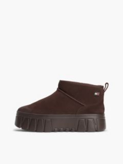 Suede Warm Lined Platform Ankle Boots — Brown 7