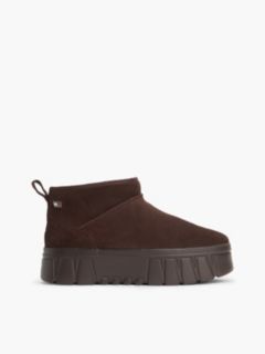 Suede Warm Lined Platform Ankle Boots — Brown 1