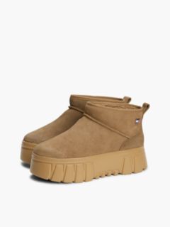 Suede Warm Lined Platform Ankle Boots — Brown 2