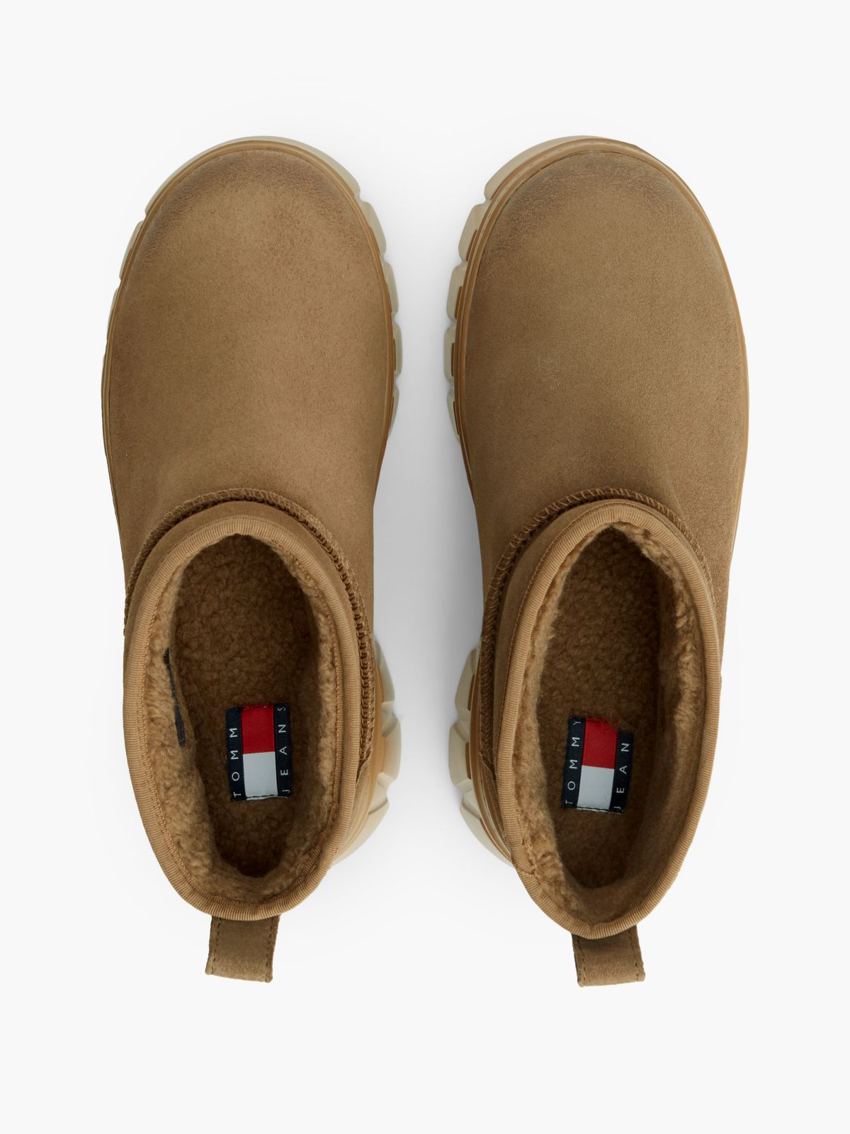 Suede Warm Lined Platform Ankle Boots — Brown
